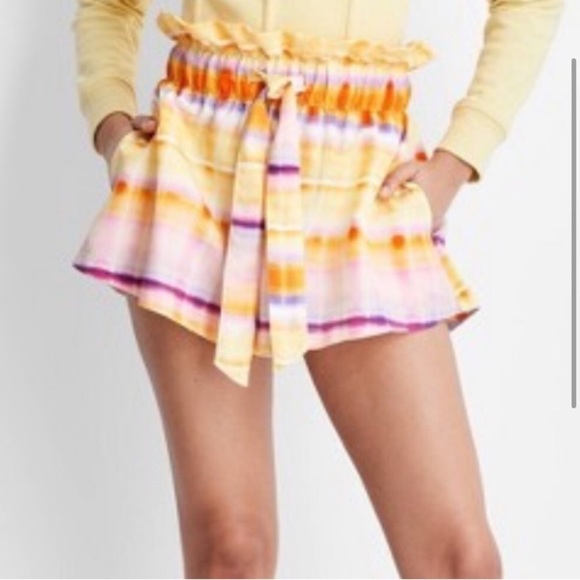 Future Collective Pastel Stripe Tie-Waist Paperbag Shorts - Picture 2 of 10